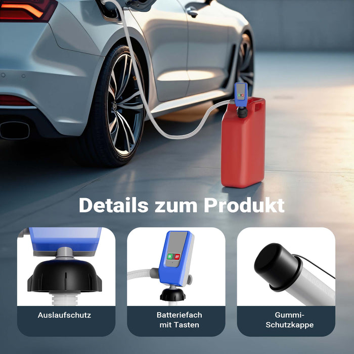 Pompa travaso benzina, olio, gasolio, liquidi, acqua, 12 l/min, pompa autoadescante funzionamento con cavo 12 V o a batteria, display LED