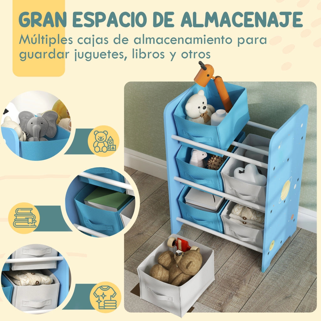 Scaffale per Bambini con Cestini ¨C Zephmum ¨C Azzurro 43x30x60 cm