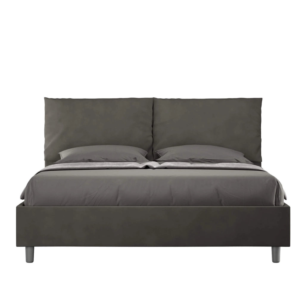Letto matrimoniale senza rete imbottito 160x200 microfibra grigio Antea