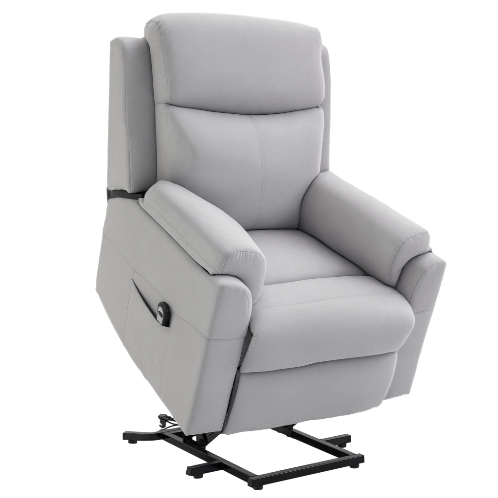 Poltrona Relax Elettrica con Alzapersona e Schienale Reclinabile ¨C zephmum ¨C Tessuto Grigio Chiaro