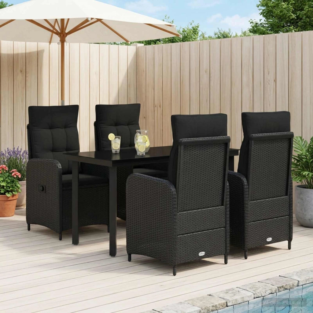 Set da Pranzo per Giardino 5 pz Nero 3422478