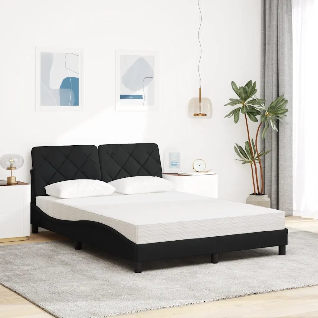 Letto con Materasso Nero 140x200 cm in Tessuto 3310743