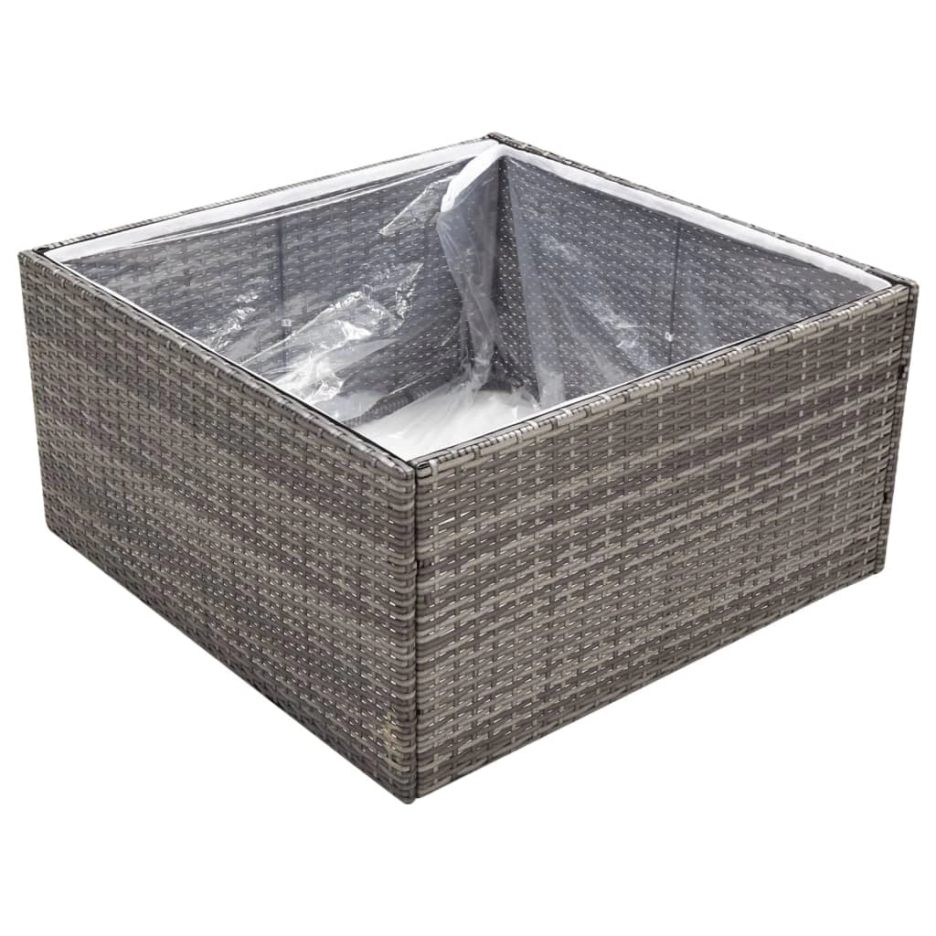 Fioriera rialzata per piante fiori terrazza giardino 80 x 80 x 40 cm resina intrecciata grigia 02_0037908