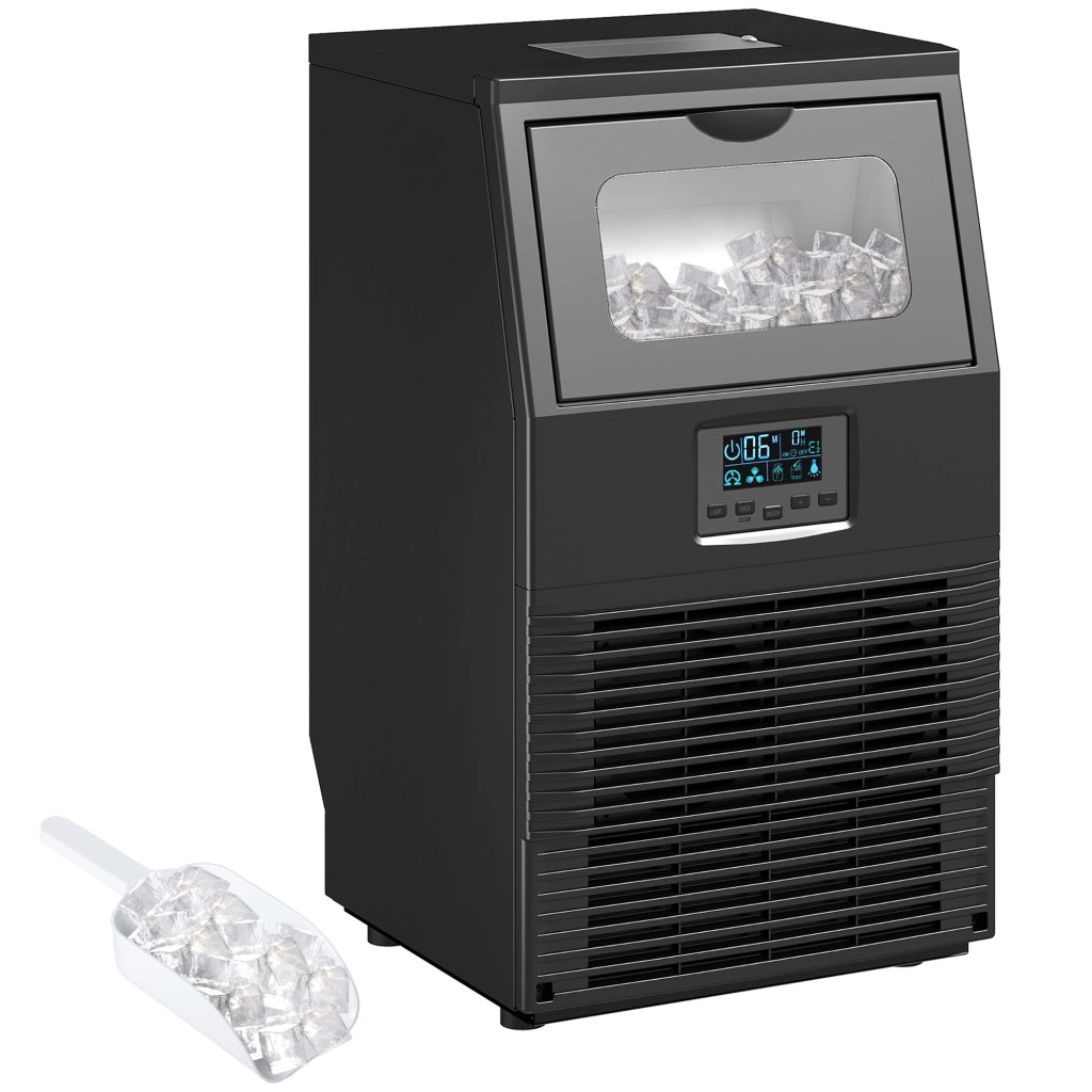 Macchina per Ghiaccio Autonoma 30 kg/24H ¨C zephmum ¨C 4 kg Serbatoio, Timer, Acciaio, Nero