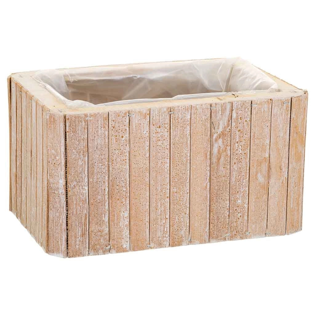 Cesto rettangolare in legno marrone 20,5x14,5x11h