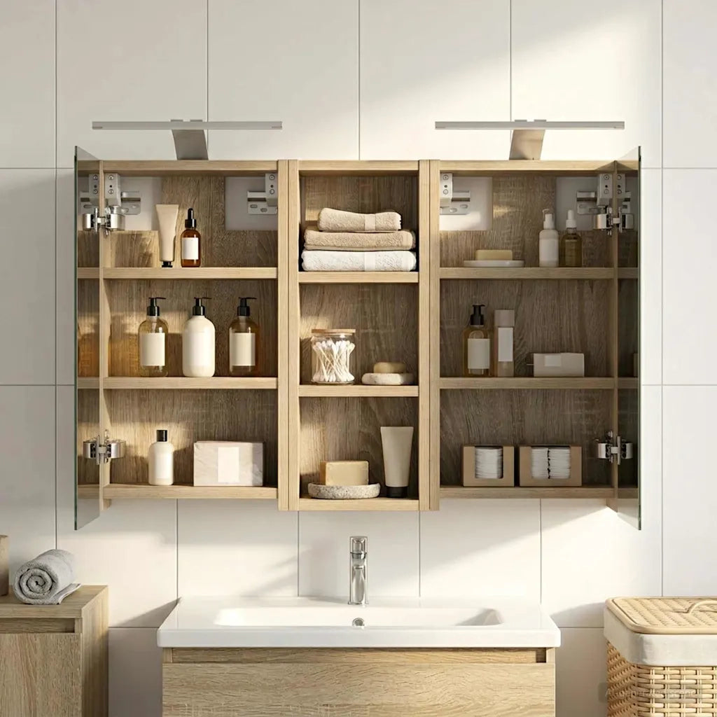 Set di Armadi da Bagno | Armadio da bagno con lo scaffale 3 pz 80 x 10,5 x 50 cm