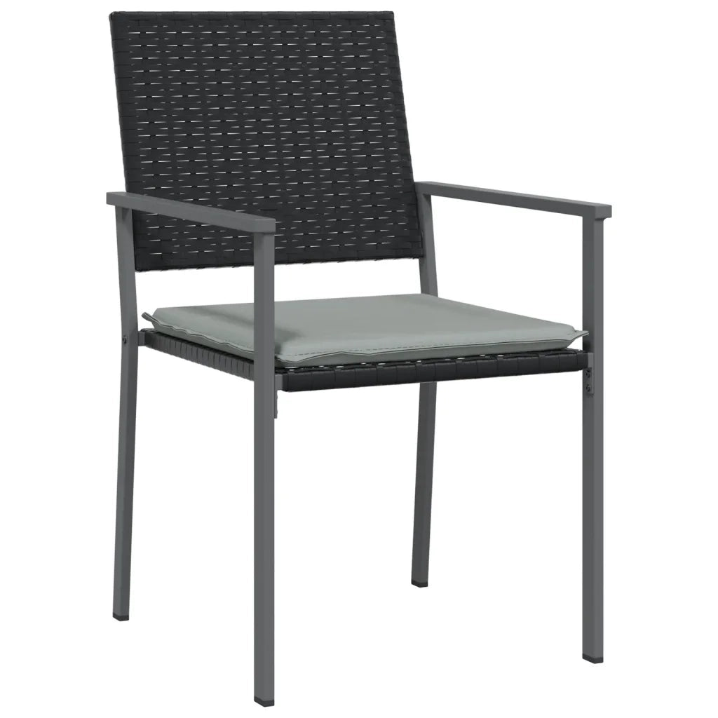 Set Pranzo da Giardino 3pz con Cuscini in Polyrattan e Acciaio 3187017
