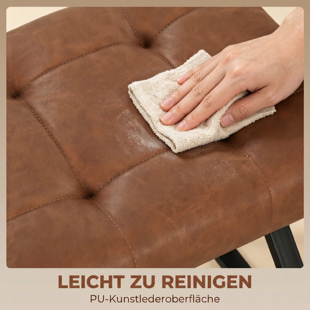Panca Ingresso con Seduta in Pelle Sintetica ¨C zephmum ¨C 112x37x47 cm, Marrone