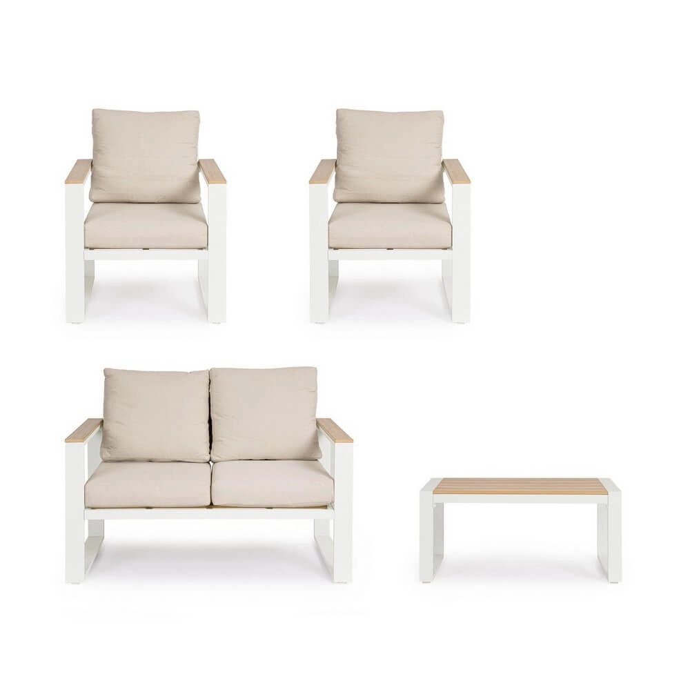 Set da 4 Salotto da Giardino in Alluminio con Cuscini e Tavolino - TALVION