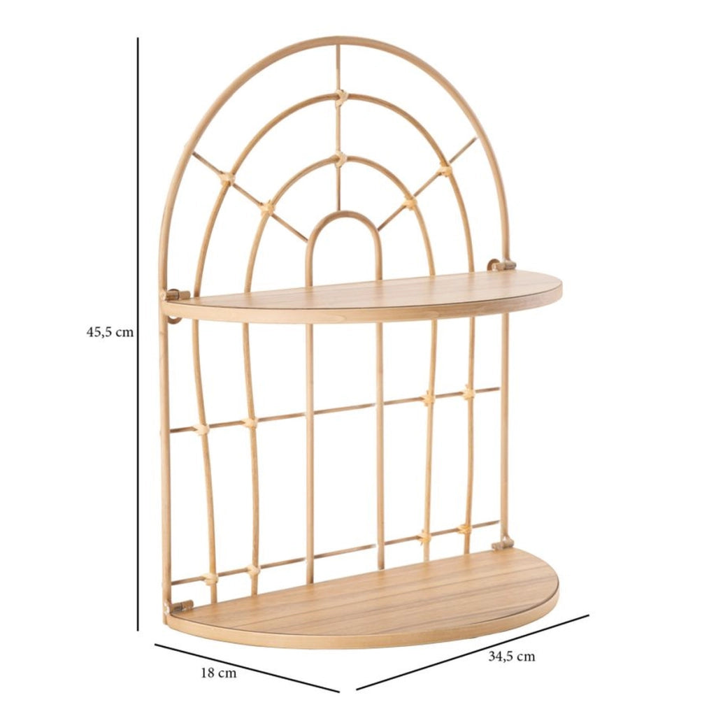 Mensola doppia Arch in ferro e rattan — 34,5x18x45,5 cm