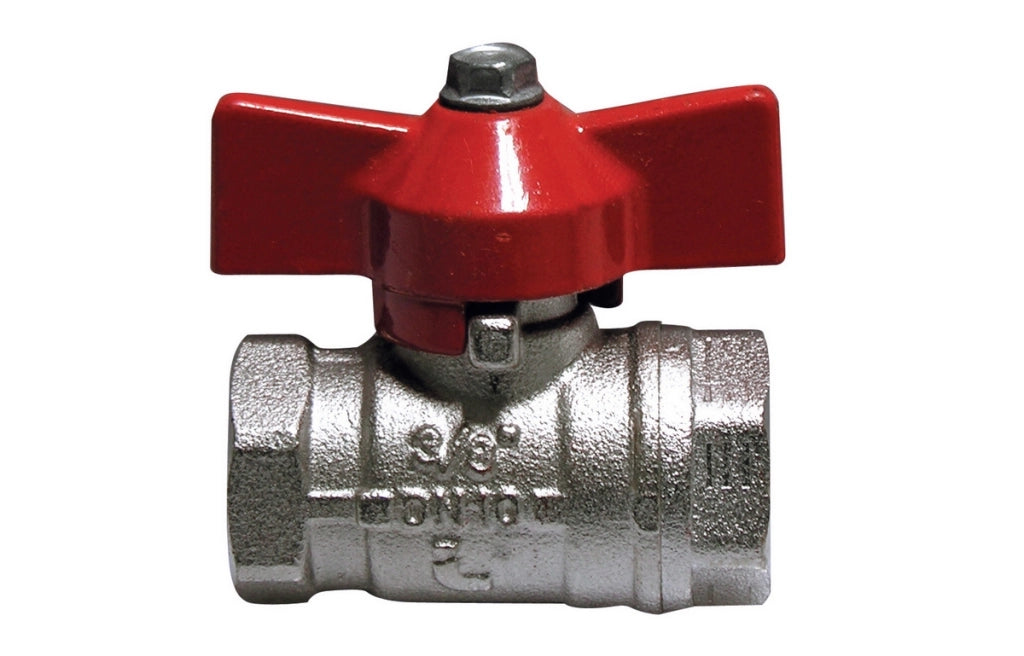 VALVOLA A SFERA FF CON FARFALLA LEVA ROSSA- 3/8 (DN 10) 50 bar / 725 psi- ITAP- pezzi 1