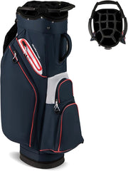 Borsa da Golf per Carrello con 14 Scomparti, Organizzatore Portatile per Mazze da Golf con Tasca Frigo, Tracolla Regolabile, Cappuccio Antipioggia e Porta Ombrello per Uomo e Donna