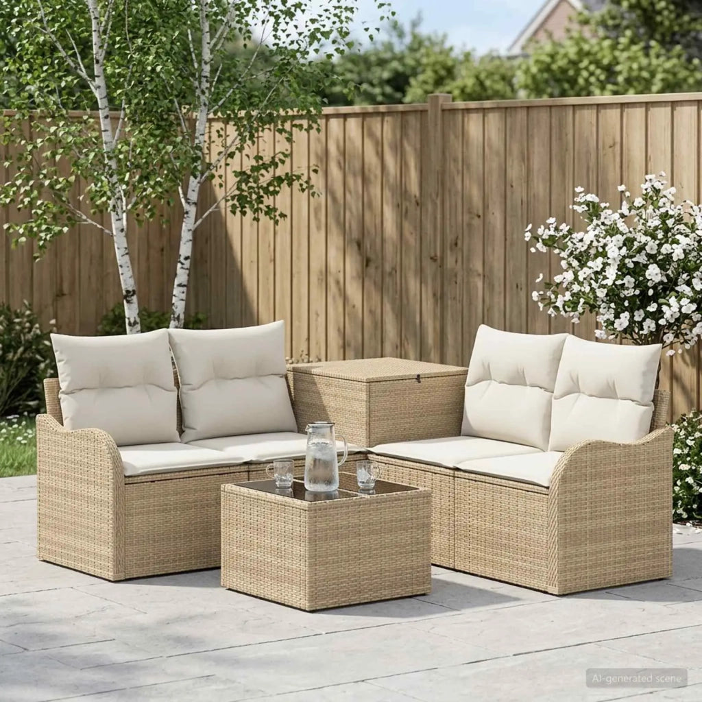 Set di divani 6 pz Beige e Bianco Crema 3447144
