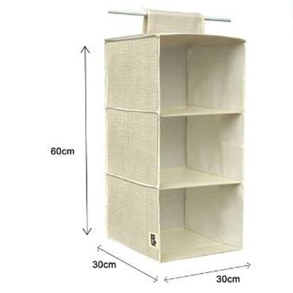 Trade Shop - Organizer Per Armadio In Tessuto Con 3 Ripiani Scomparti Salvaspazio 69701 -