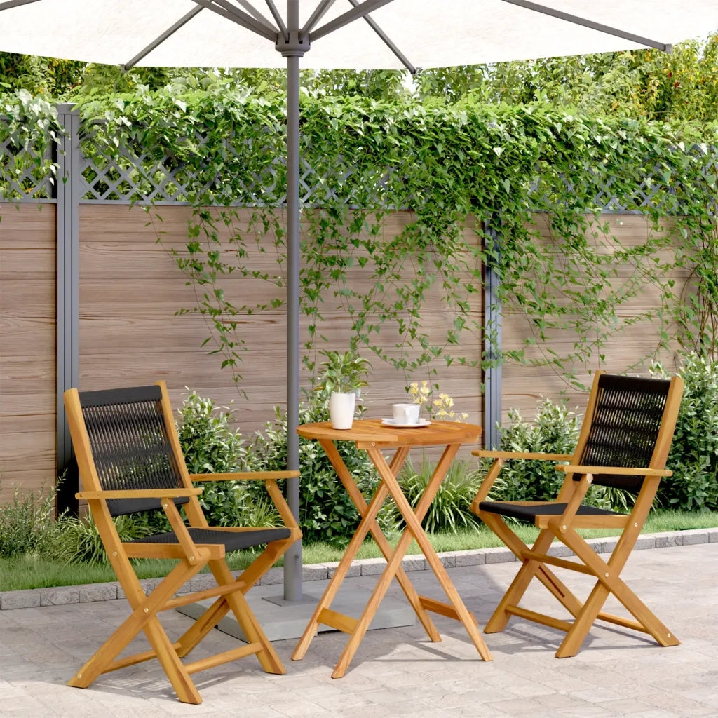Set da Bistrot 3pz Nero in Polipropilene e Legno Massello 3281793