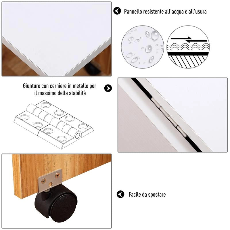 TAVOLO DA PRANZO PIEGHEVOLE 120 X 80 X 73 CM BIANCO E LEGNO NATIRALE