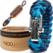 Armband in Paracord con fischietto di segnalazione - Armband a mano intrecciata per uomini - Scatola di regalo - Varie colorazioni - Chiusura in acciaio inossidabile - Armbandi per uomini