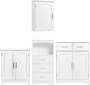 Mobile da Bagno Autoportante 3 Cassetti, Mobile Sottolavabo per Bagno con 2 Ante, 2 Cassetti, Ripiano Regolabile, MDF, Bianco