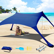 Ombrellone da Spiaggia Pop-Up 2x2,1 m - Protezione Solare UPF 50+ - Impermeabile - Antivento - Parasole Regolabile - Stabiliatori - Ombreggiatore Solare