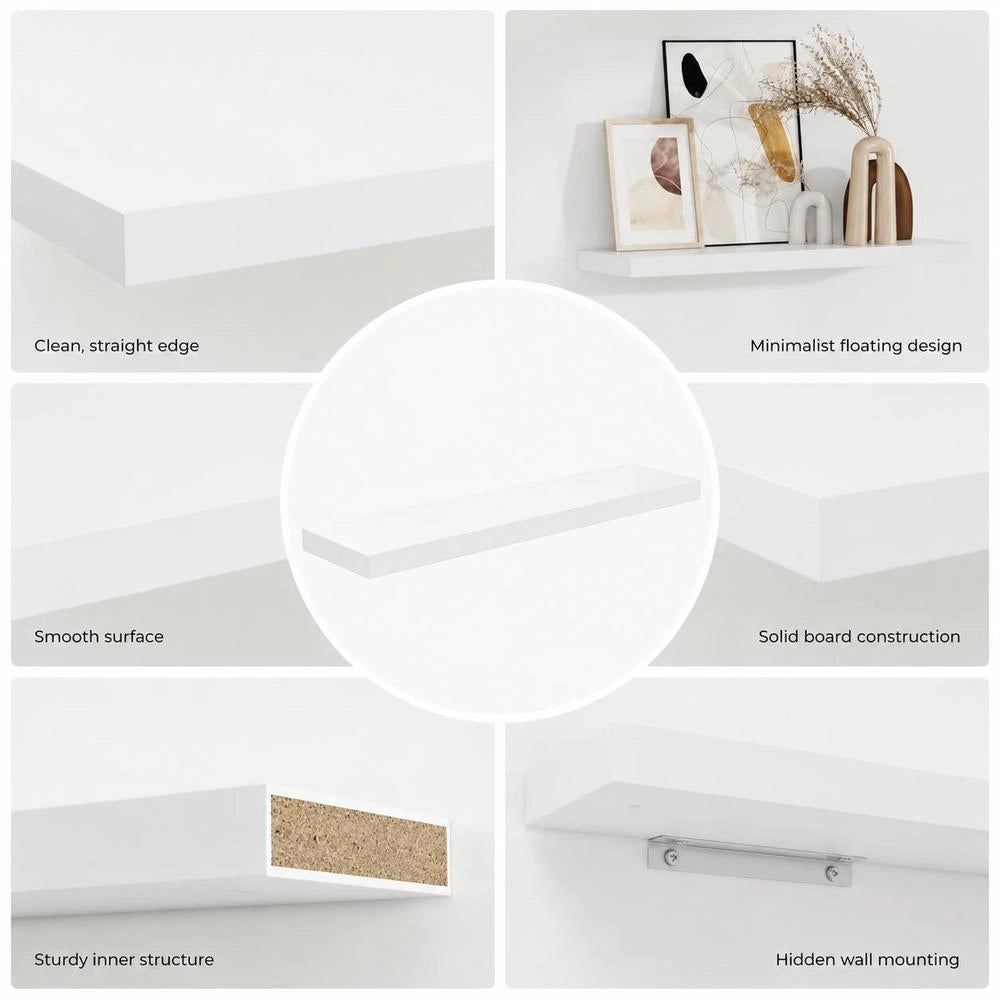 Floating Shelf, White, 80x23.5x3.8 Cm, MDF