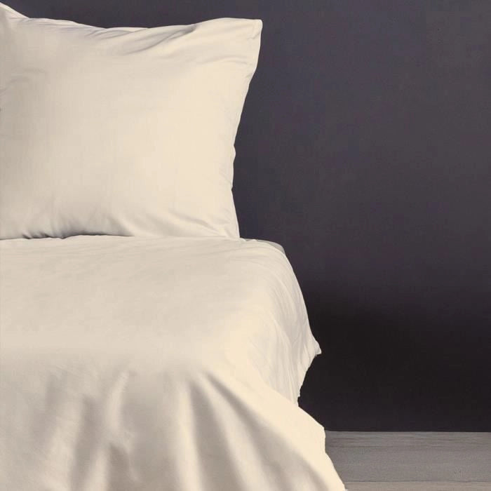 Completo letto - 1 copripiumino 220 x 240 cm + 2 federe 60 x 60 cm - 100% raso di cotone - Crema