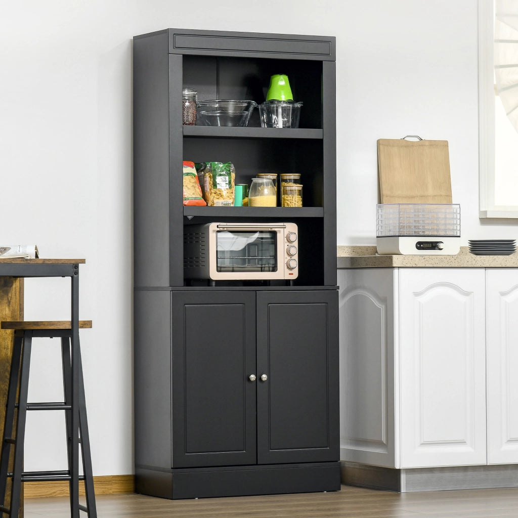 Mobile Credenza con Ante e Ripiani Regolabili ¨C Xylo ¨C Legno Nero per Cucina e Soggiorno
