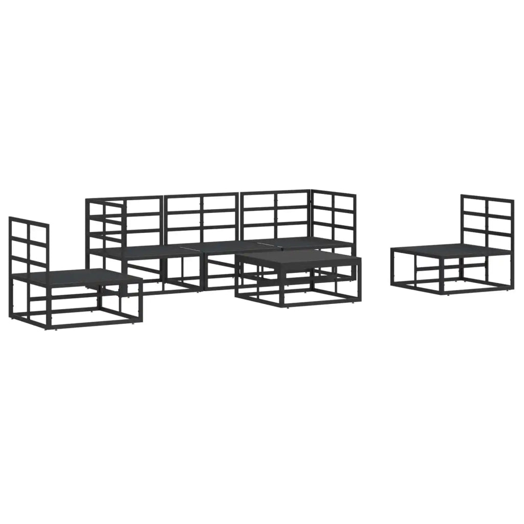 Set Divano da Giardino con cuscino 6 pcs Nero Alluminio