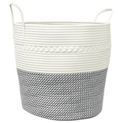 Cestino Portaoggetti Grigio e Bianco ?43x38 cm in Cotone CFW9208164