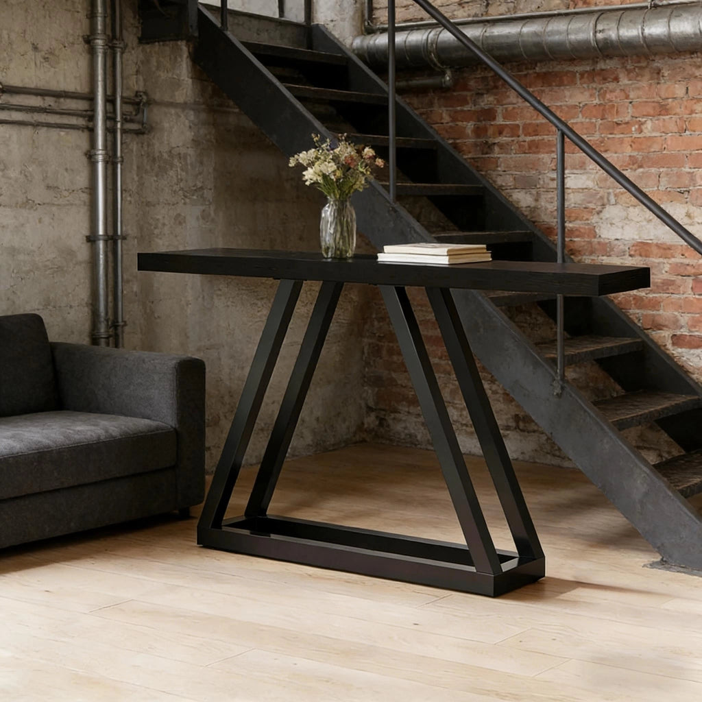 Consolle salvaspazio moderna in MDF e metallo nera per ingresso e corridoio 175,0 × 37,0 × 18,0 cm