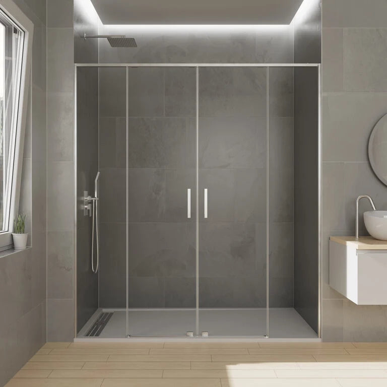 Box doccia frontale TWENTY 2 fissi + 2 scorrevoli 140 cm (131-141) cromo lucido vetro trasparente