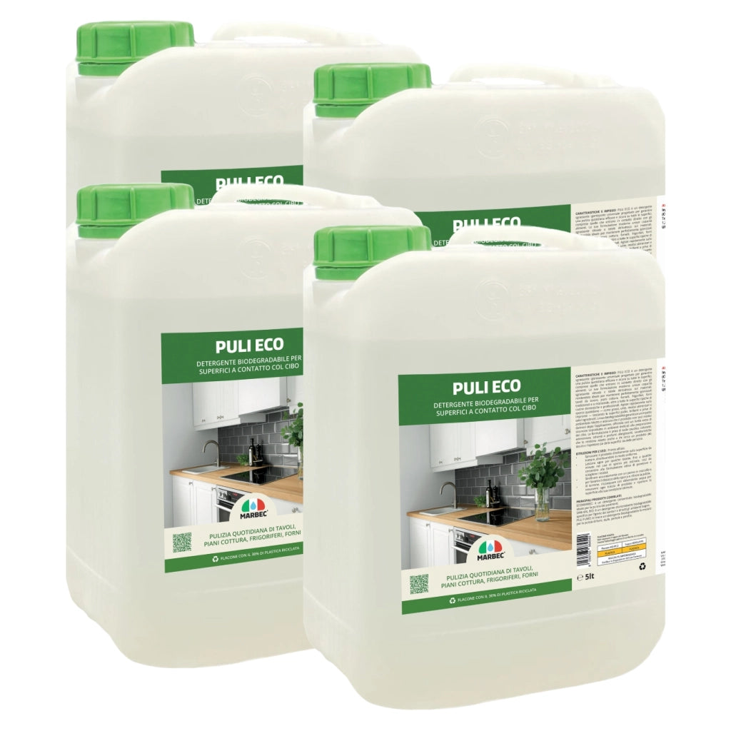 Detergente sgrassante multiuso, efficace su superfici delicate, pronto all'uso Marbec PULI ECO - 5LTx4Pz