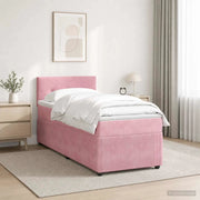 Letto box spring con materasso Rosa 100 x 200 cm Velluto 3451624