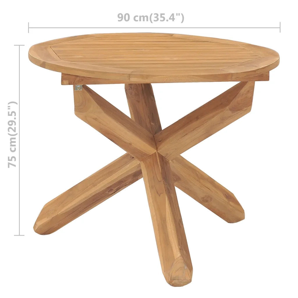 Tavolo da Pranzo da Giardino Ã˜90x75cm in Legno Massello di Teak cod mxl 34109