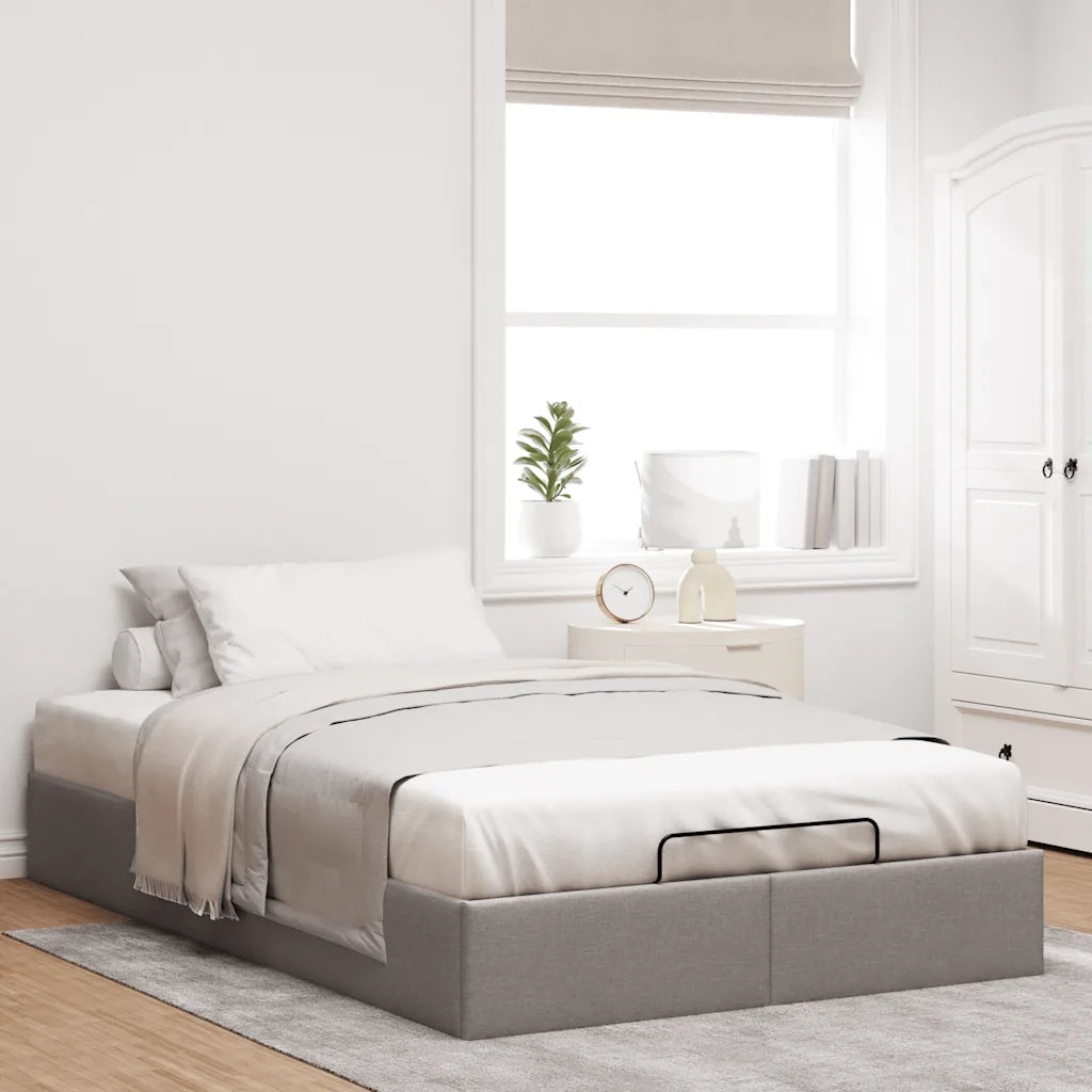 Struttura Letto Pouf senza Materasso Tortora 120x190 cm Tessuto 3310865