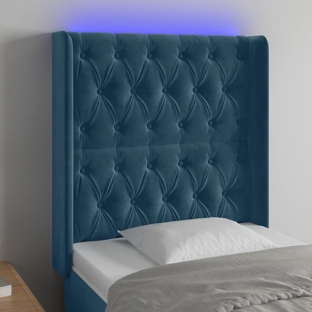 Testiera a LED Blu Scuro 83x16x118/128 cm in Vellutocod mxl 121804