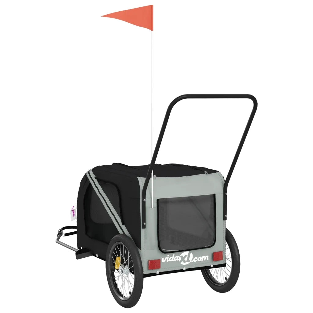 Rimorchio da Bici per Animali Grigio e Nero Oxford e Ferro CFW5137741
