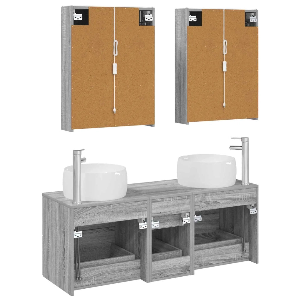 Set di mobili per il bagno 5 pcs Sonoma grigio 3407052