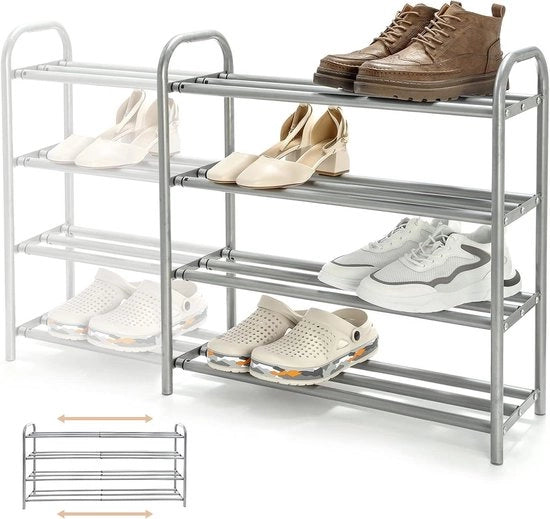 Pannelli per Scarpe Estendibili con 4 Ripiani Robusti e Duraturi Peso Elevato Stendino per Scarpe Metallico Estendibile - 20 Pair di Scarpe
