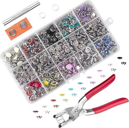 Set di 200 kit di chiusure a pressione 10 mm con attaccapunta, 10 colori di chiusura a pressione senza cucire, spille per abbigliamento da cucire per bambini, giacche, jeans, borse handmade