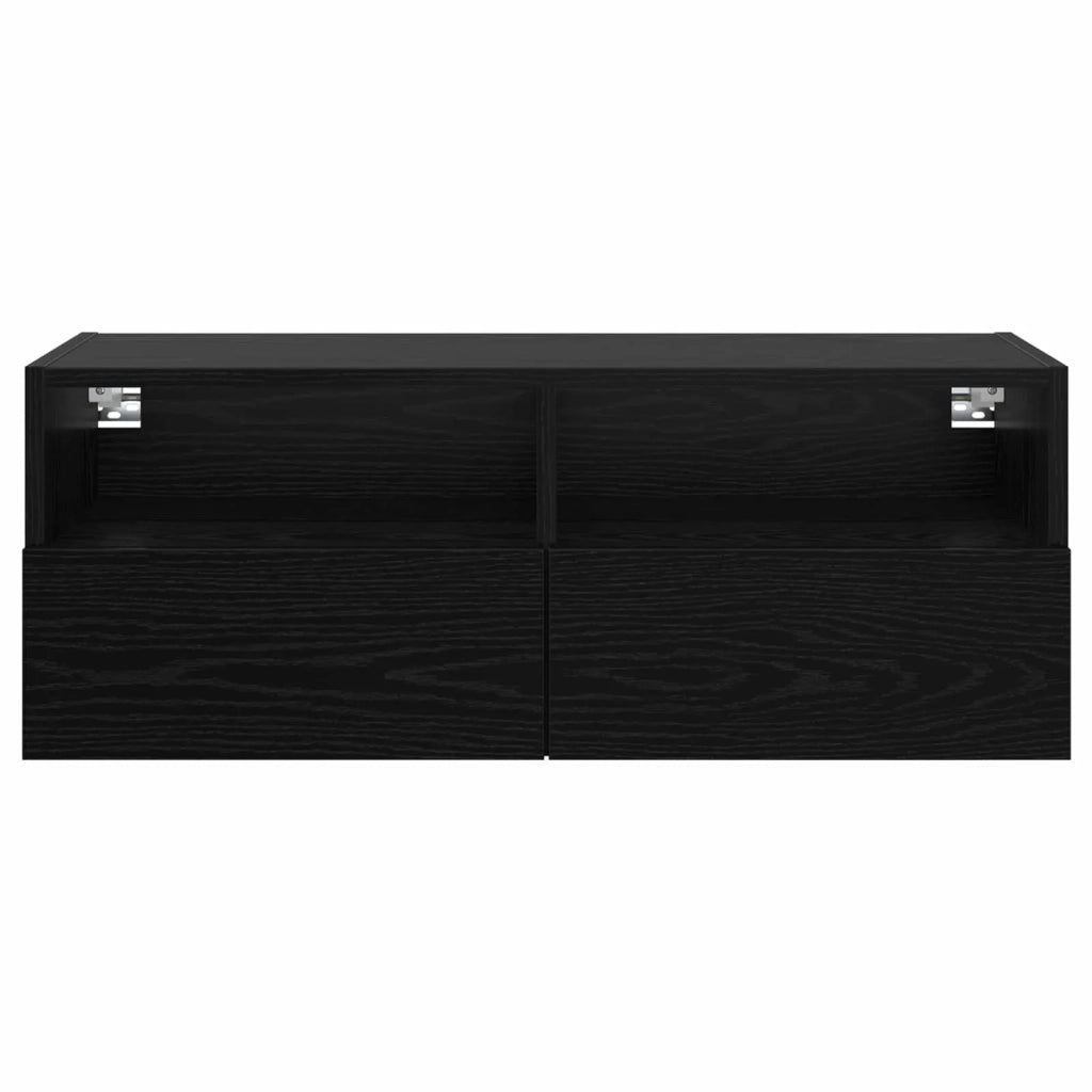 Mobiletti TV da Parete 2 pcs Rovere Nero 80 x 30 x 30 cm 882933