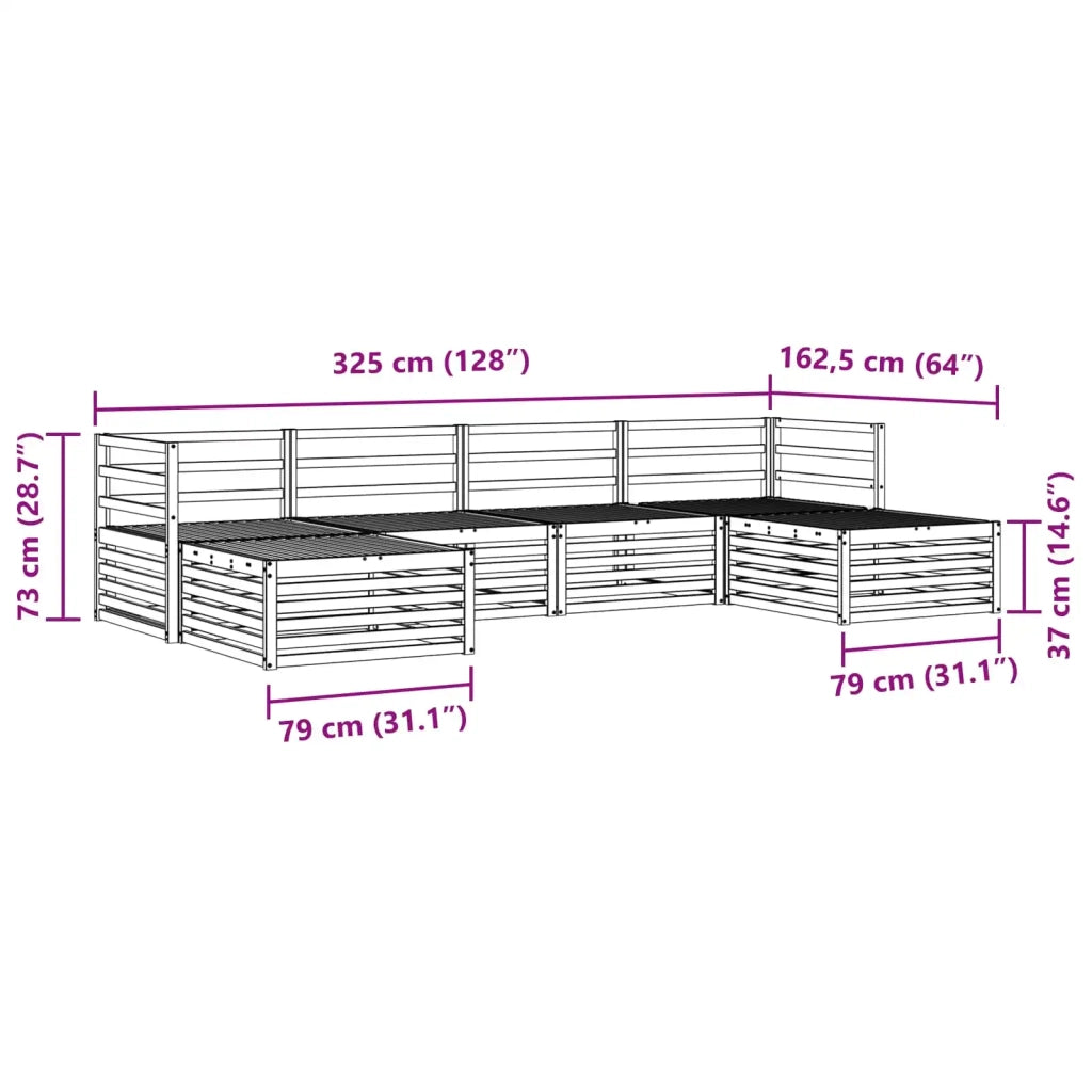 Set divani 6 pcs Naturale Legno di Acacia Massello 3373879