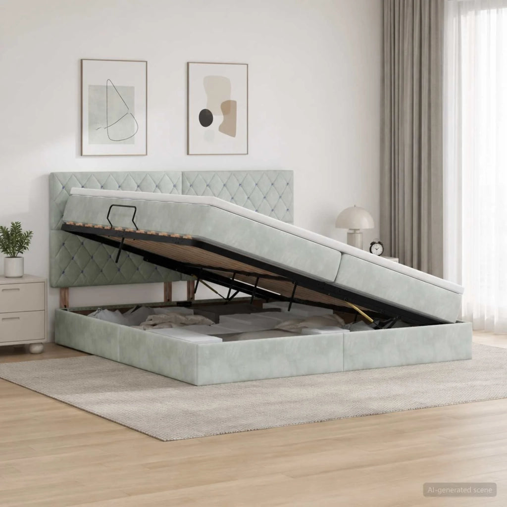 Letto con contenitore LED e materasso Grigio Chiaro 3460092
