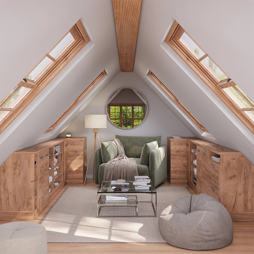 Mobile sottotetto Rion Rovere dorato/Rovere dorato 80 x 83.8 cm con 2 porte, carcassa 60 cm profondità Vicco