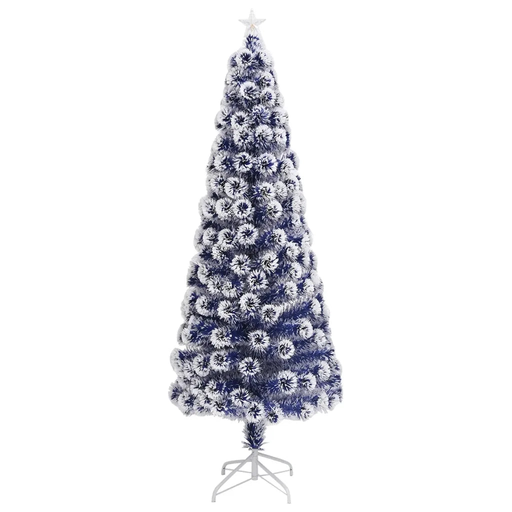 Albero Natale Preilluminato Bianco e Blu 240 cm in Fibra Ottica 328459