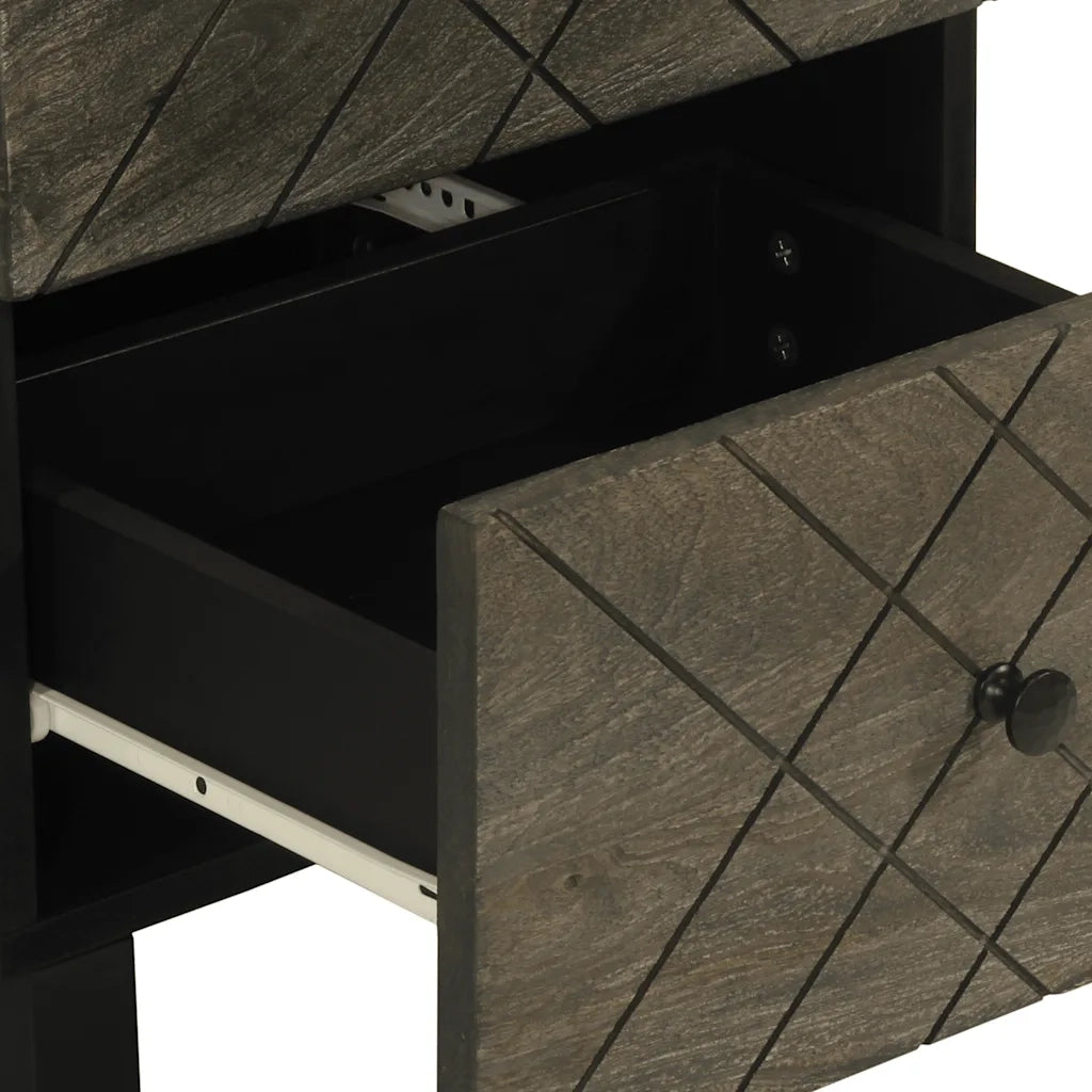 Credenza Nera 40x33x75 cm in Legno Massello di Mango 4017707