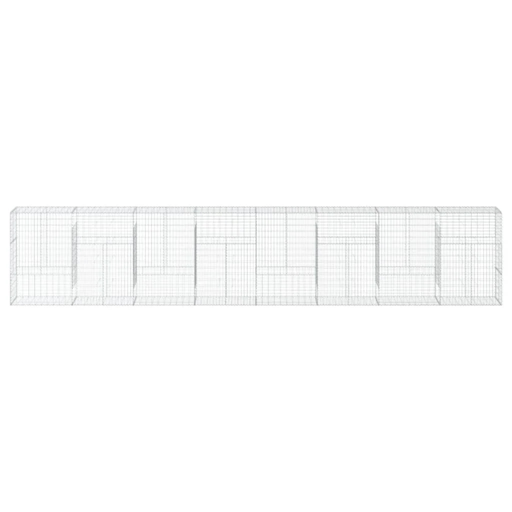 Gabbione recinto a gabbia muro di contenimento con coperchio 800 x 50 x 150 cm ferro zincato argento 02_0040204