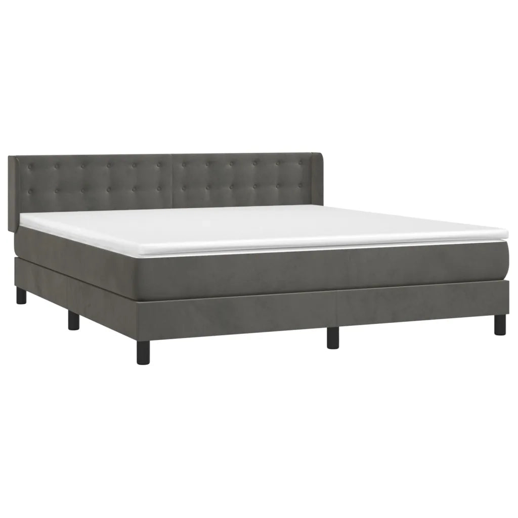 Giroletto a Molle con Materasso Grigio Scuro 180x200 cm Velluto 3131214