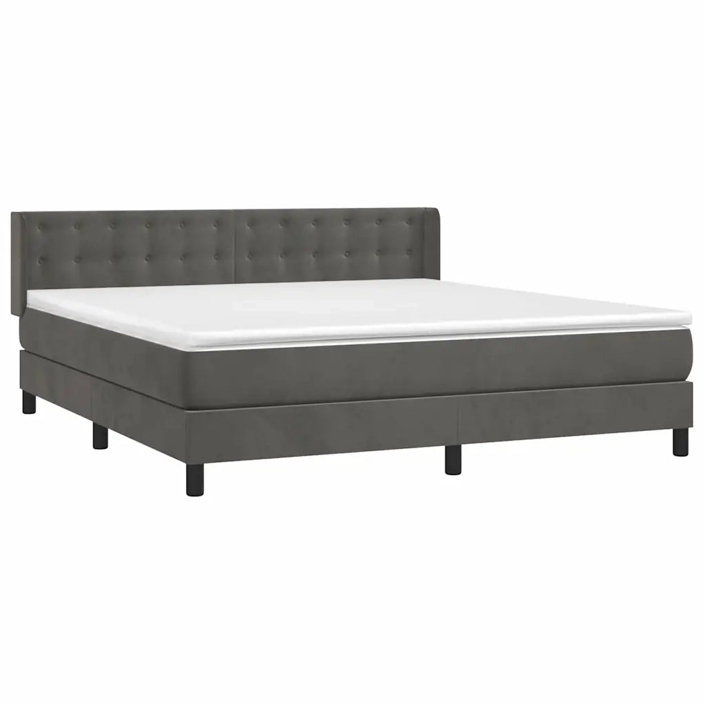 Giroletto a Molle con Materasso Grigio Scuro 180x200 cm Velluto 3131214