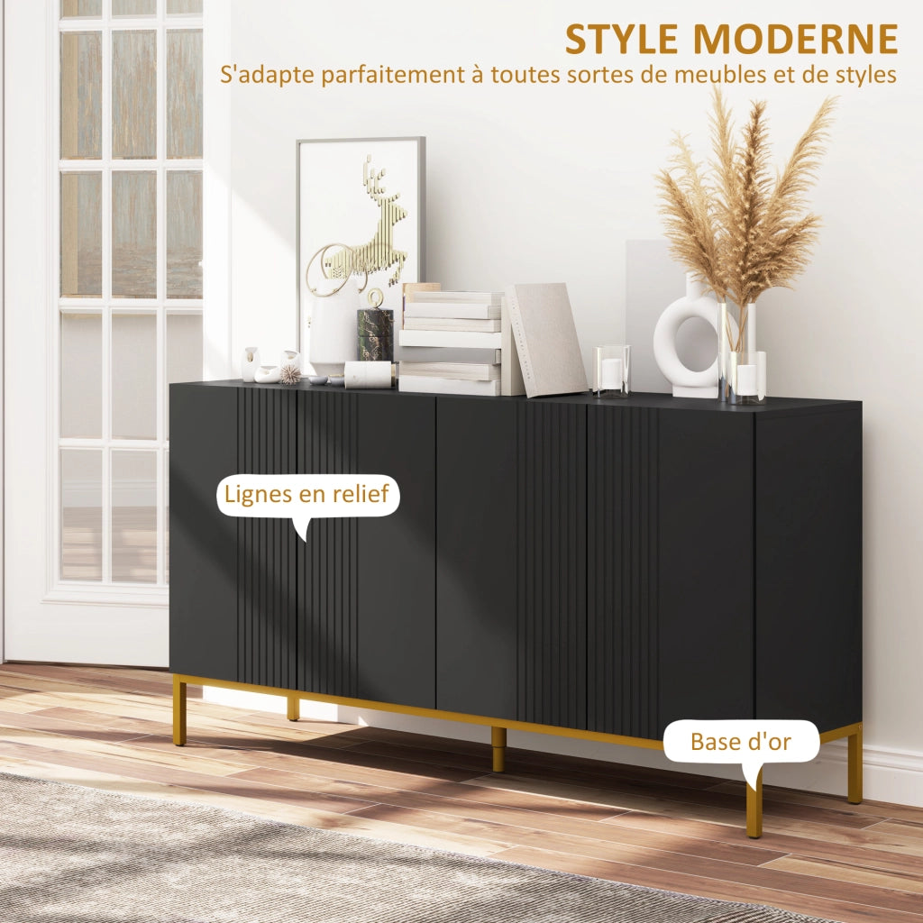Credenza design moderno ¨C zephmum ¨C nero legno metallo dorato