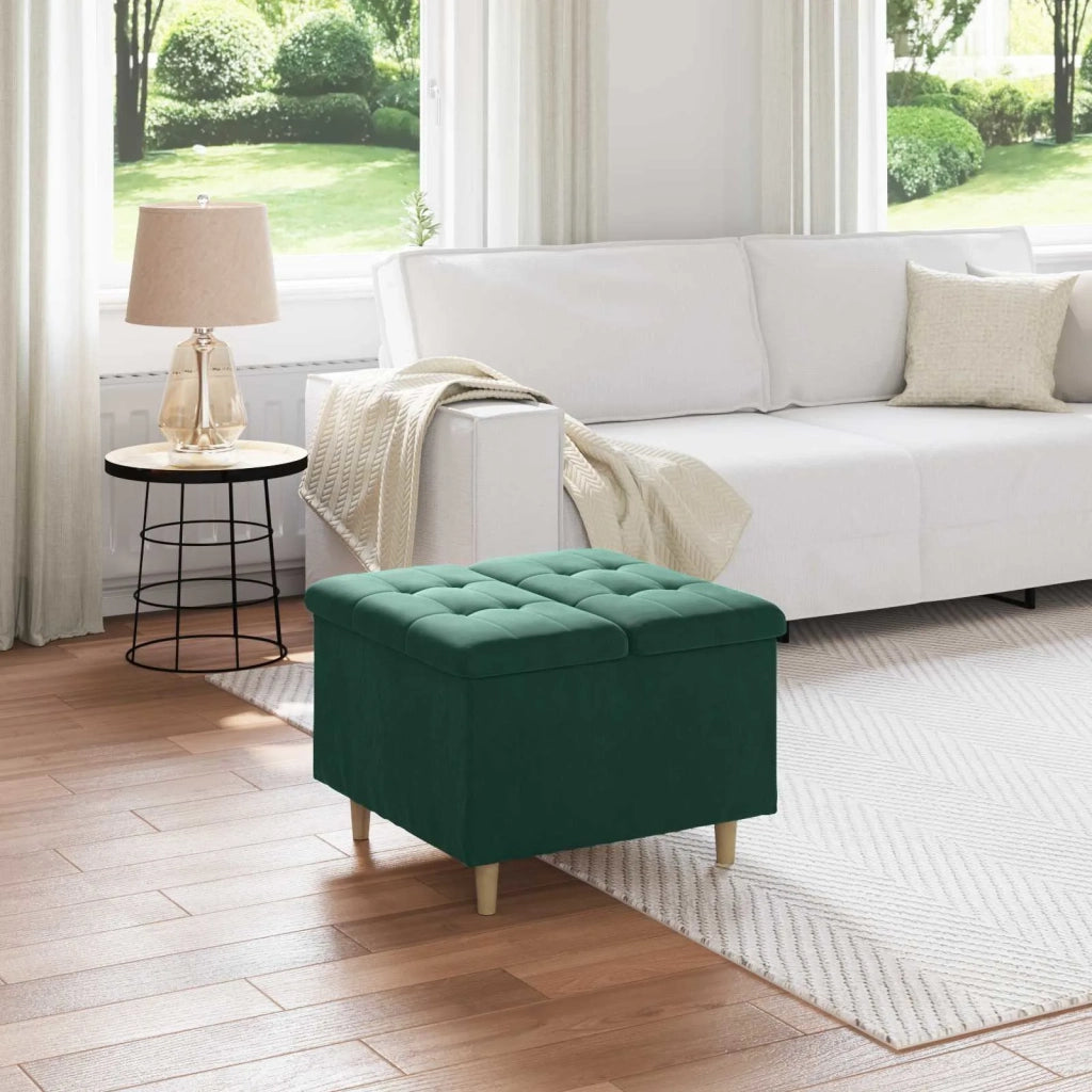 Pouf contenitore Verde Scuro 60 x 60 x 45 cm Velluto